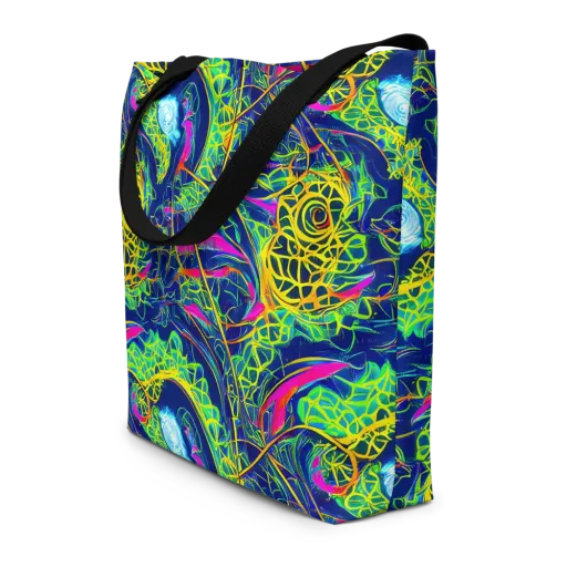 Psychedelic Thicket on a Large Tote Bag W/ Pocket