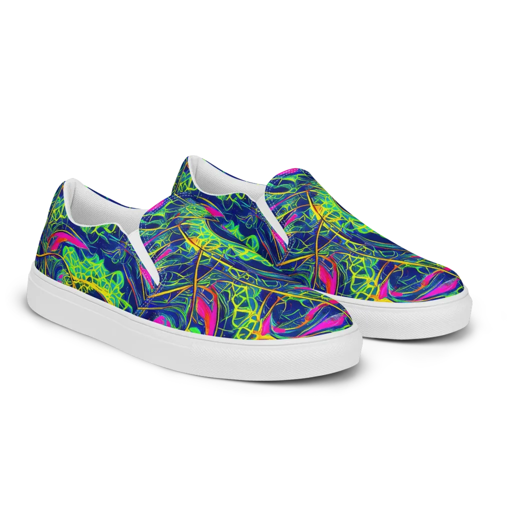 Psychedelic Thicket on Women's Slip-On Canvas Shoes — Right Front
