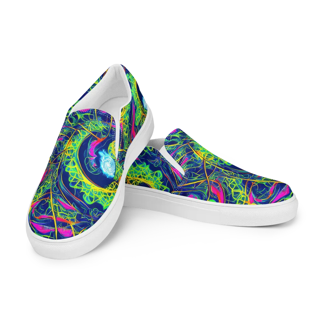 Psychedelic Thicket on Women's Slip-On Canvas Shoes — Left Front