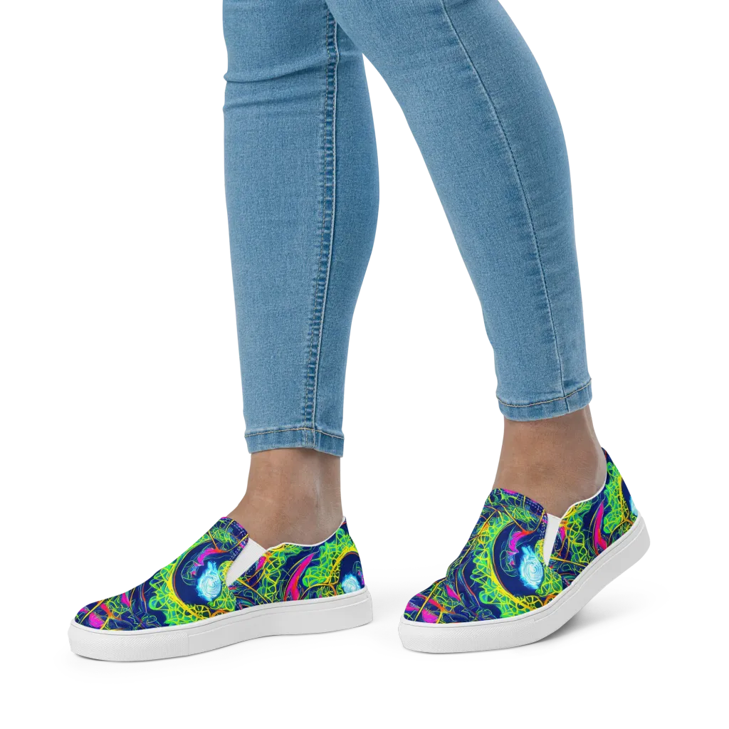 Psychedelic Thicket on Women's Slip-On Canvas Shoes — Front