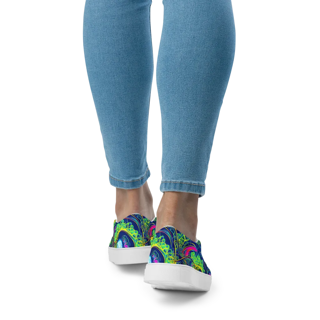 Psychedelic Thicket on Women's Slip-On Canvas Shoes — Back
