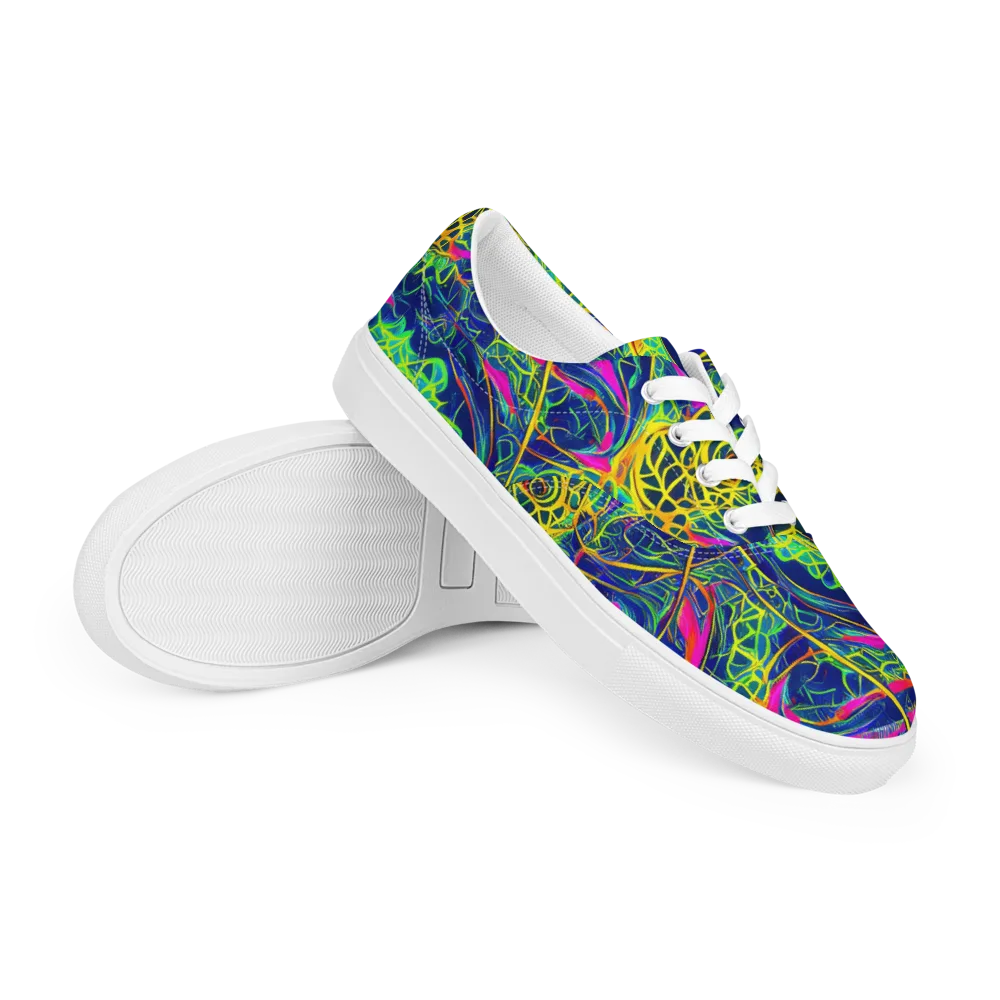 Psychedelic Thicket on Men's Lace-Up Canvas Shoes — Right Front