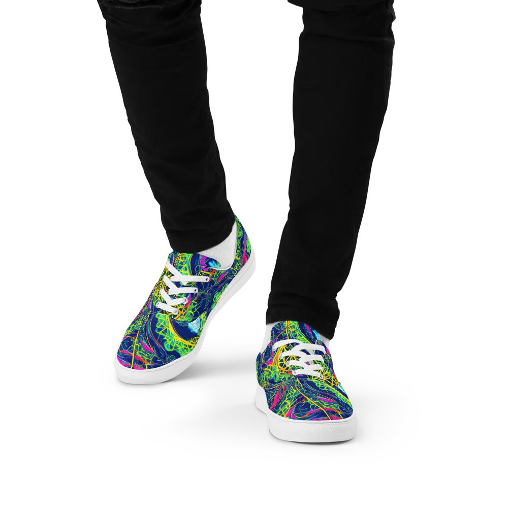 Psychedelic Thicket on Men's Lace-Up Canvas Shoes — Front