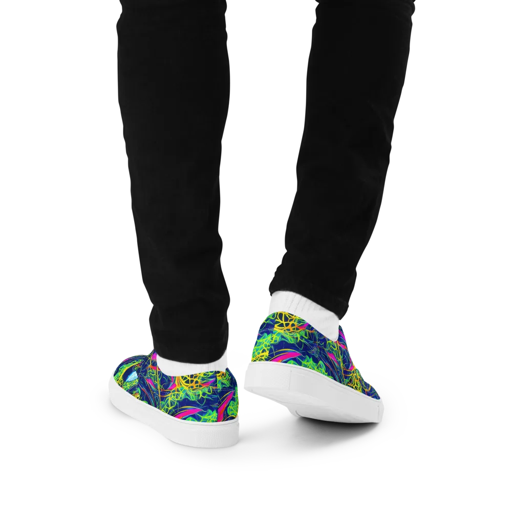Psychedelic Thicket on Men's Lace-Up Canvas Shoes — Back