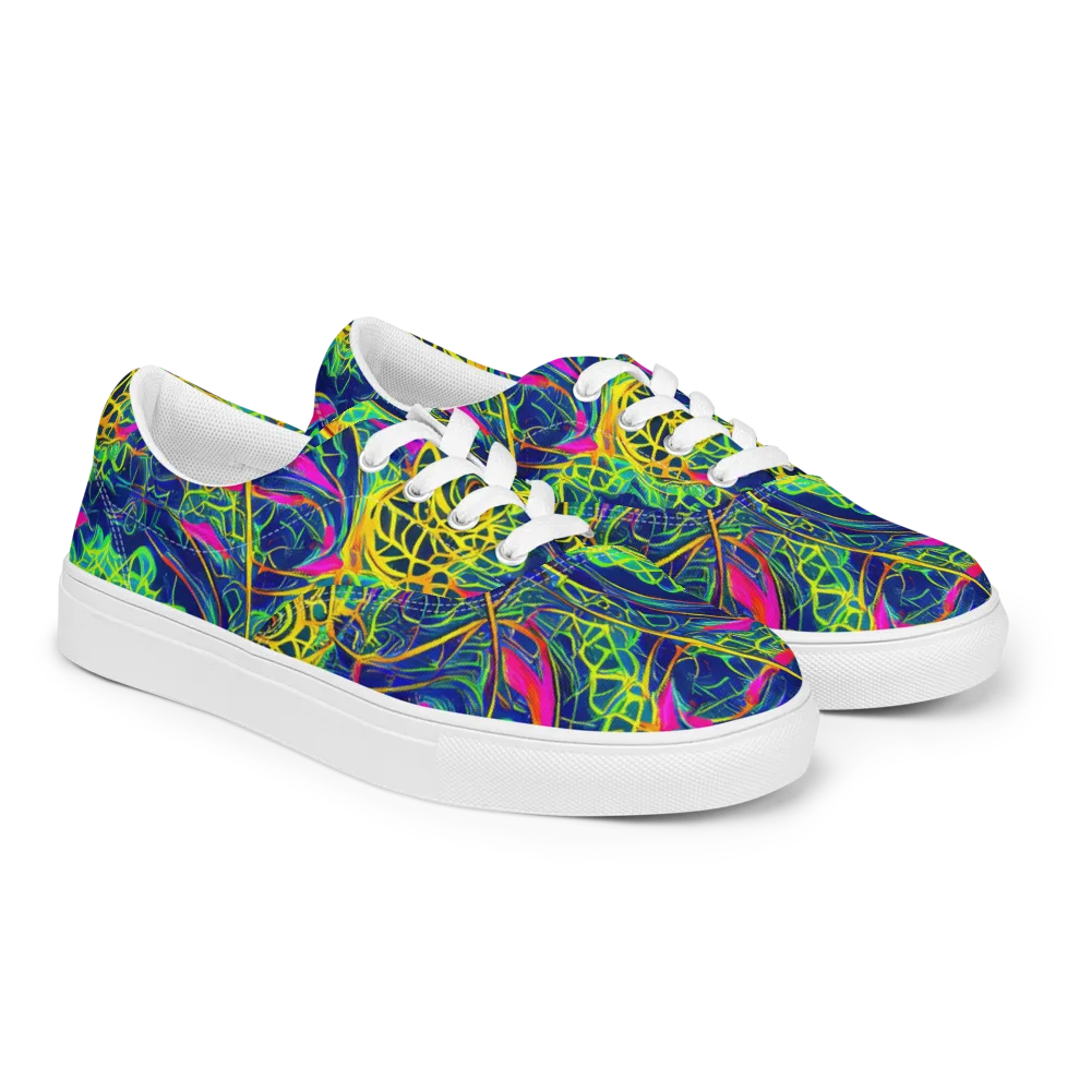 Psychedelic Thicket on Men's Lace-Up Canvas Shoes — Right Front