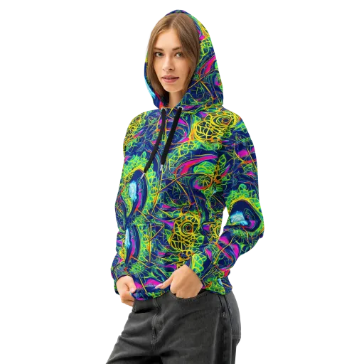 Psychedelic Thicket on a Cotton Hoodie