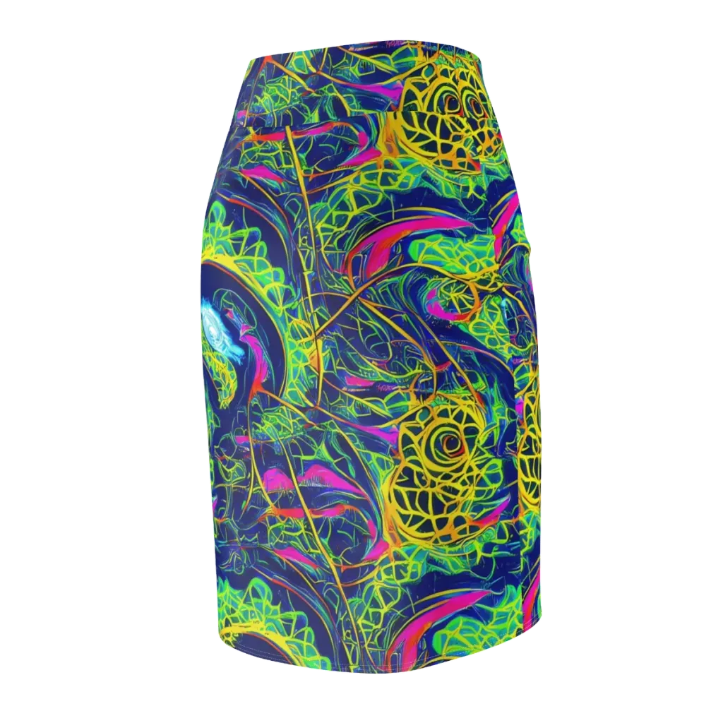 Psychedelic Thicket on Pencil Skirt — Back Side