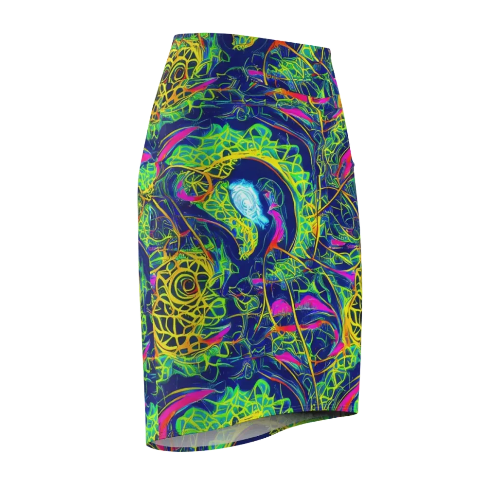Psychedelic Thicket on Pencil Skirt — Front Side