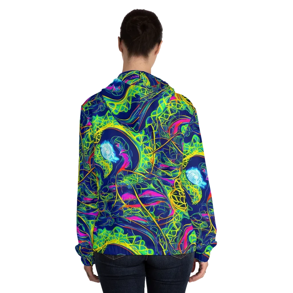 Psychedelic Thicket on Women's Full-Zip Hoodie — Back On Person