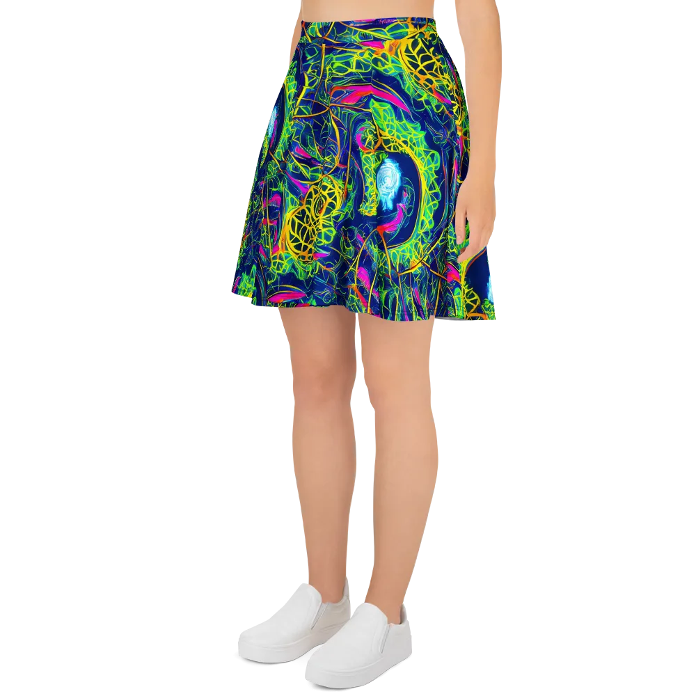 Psychedelic Thicket on Skater Skirt — Left