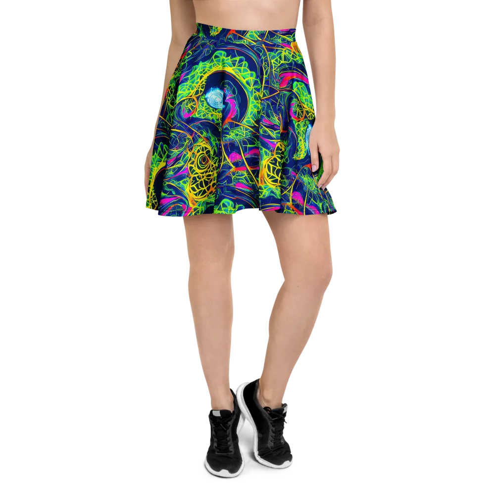 Psychedelic Thicket on Skater Skirt — Front