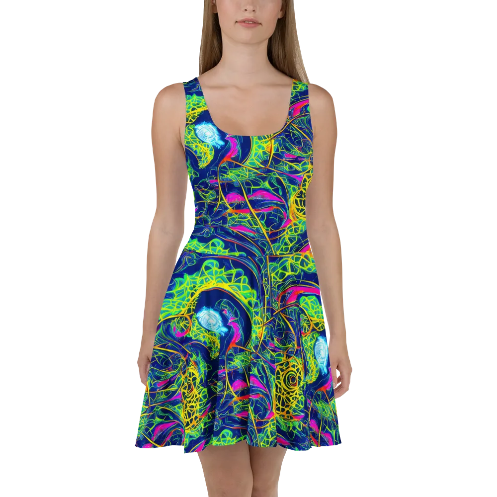 Psychedelic Thicket on Skater Dress — Front
