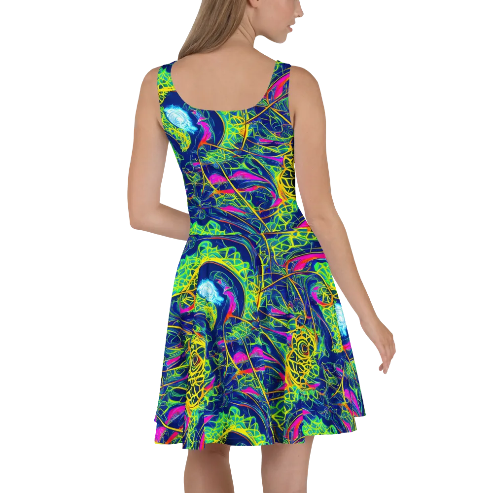 Psychedelic Thicket on Skater Dress — Back