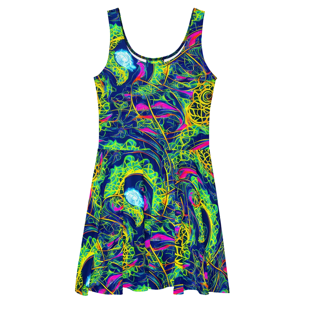 Psychedelic Thicket on Skater Dress — Front