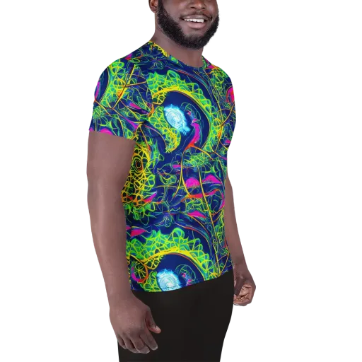 Psychedelic Thicket on a Men's Athletic T-Shirt
