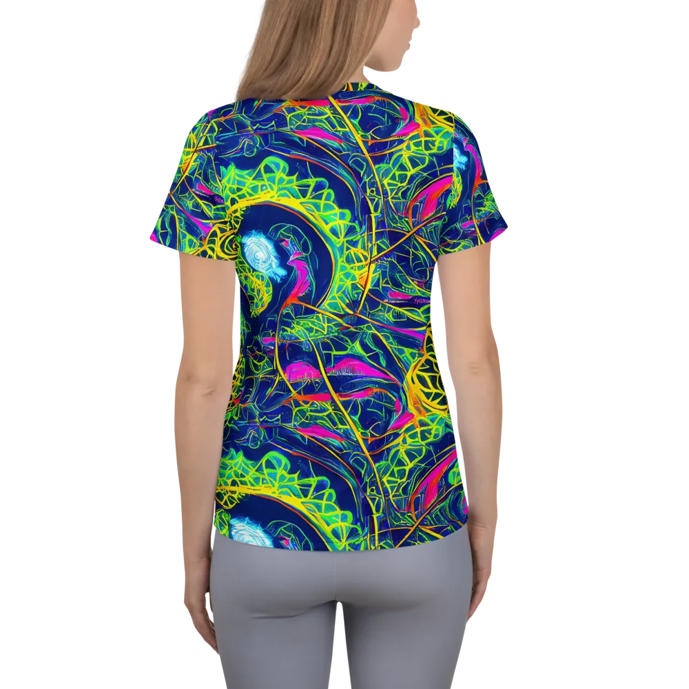 Psychedelic Thicket on Women's Athletic T-Shirt — Back