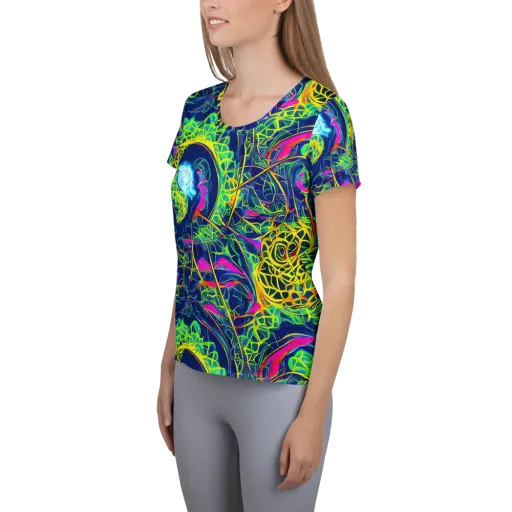 Psychedelic Thicket on a Women's Athletic T-Shirt