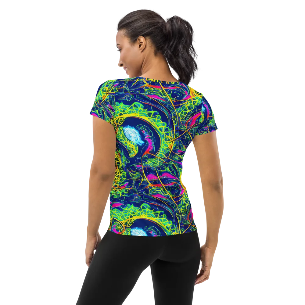Psychedelic Thicket on Women's Athletic T-Shirt — Back
