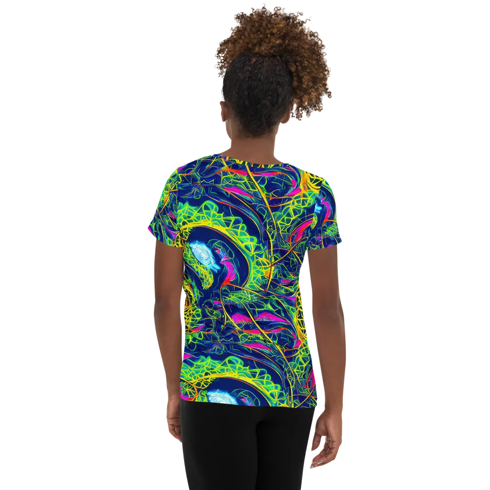 Psychedelic Thicket on Women's Athletic T-Shirt — Back