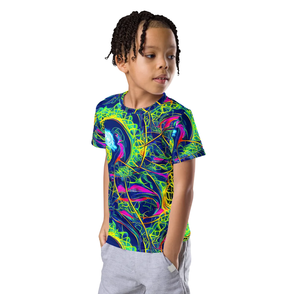 Psychedelic Thicket on Kids Crew Neck T-Shirt — Left Front