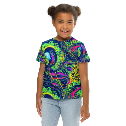 Psychedelic Thicket on a Kids Crew Neck T-Shirt
