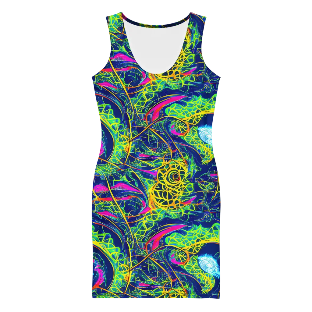 Psychedelic Thicket on Bodycon Dress — Front