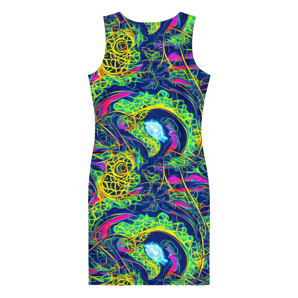 Psychedelic Thicket on Bodycon Dress — Back