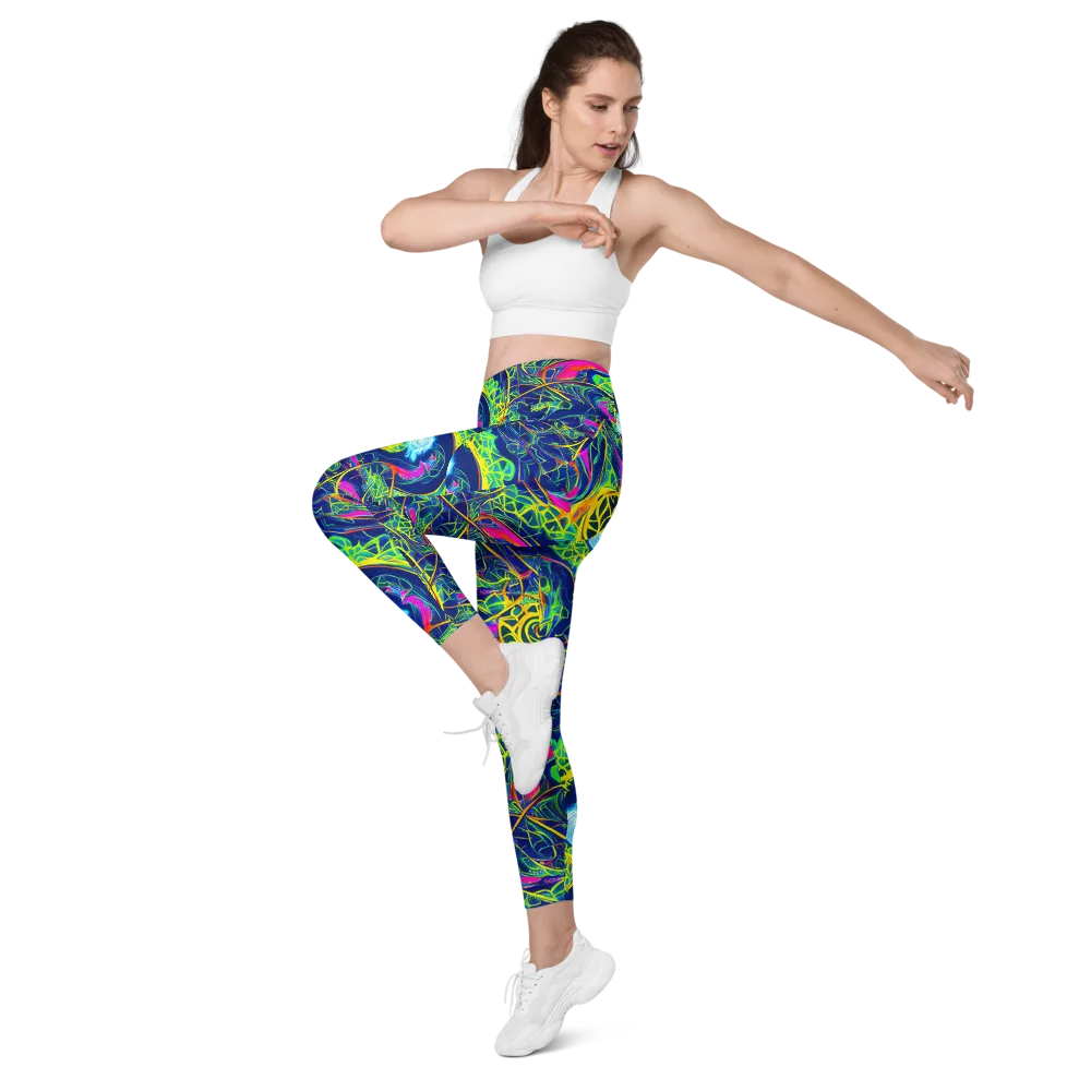 Psychedelic Thicket on Leggings with Pockets — Left Front