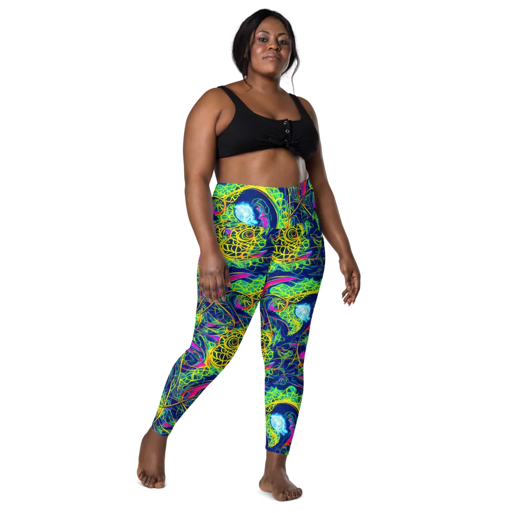 Psychedelic Thicket on Leggings with Pockets — Front