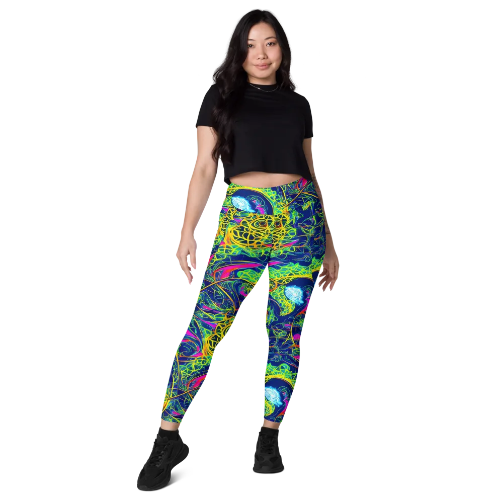Psychedelic Thicket on Leggings with Pockets — Front