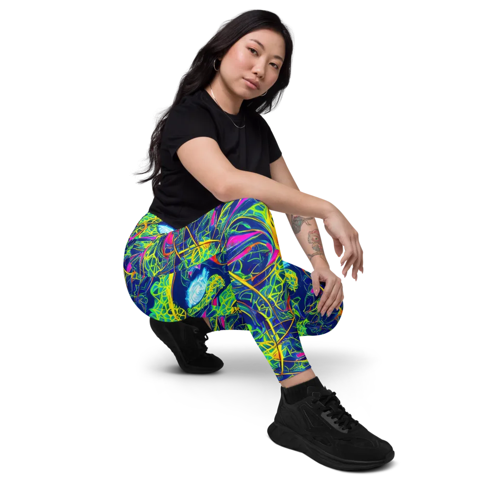 Psychedelic Thicket on Leggings with Pockets — Right Front