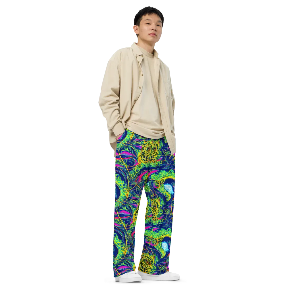 Psychedelic Thicket on Wide-Leg Pants — Right Front