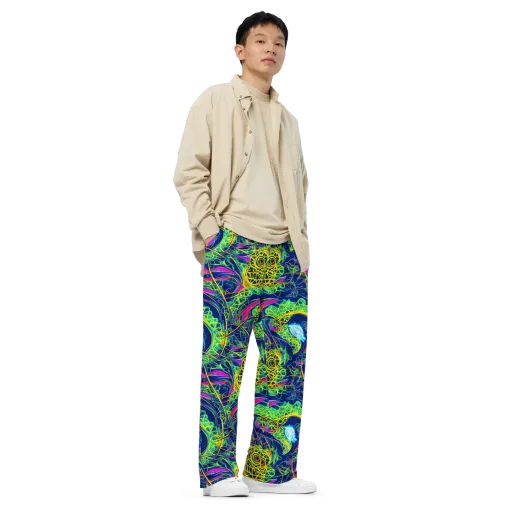 Psychedelic Thicket on a Wide-Leg Pants