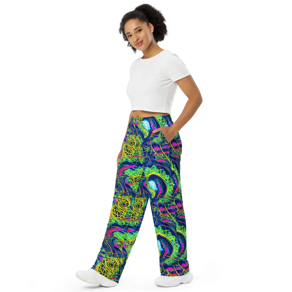 Psychedelic Thicket on Wide-Leg Pants — Left Front