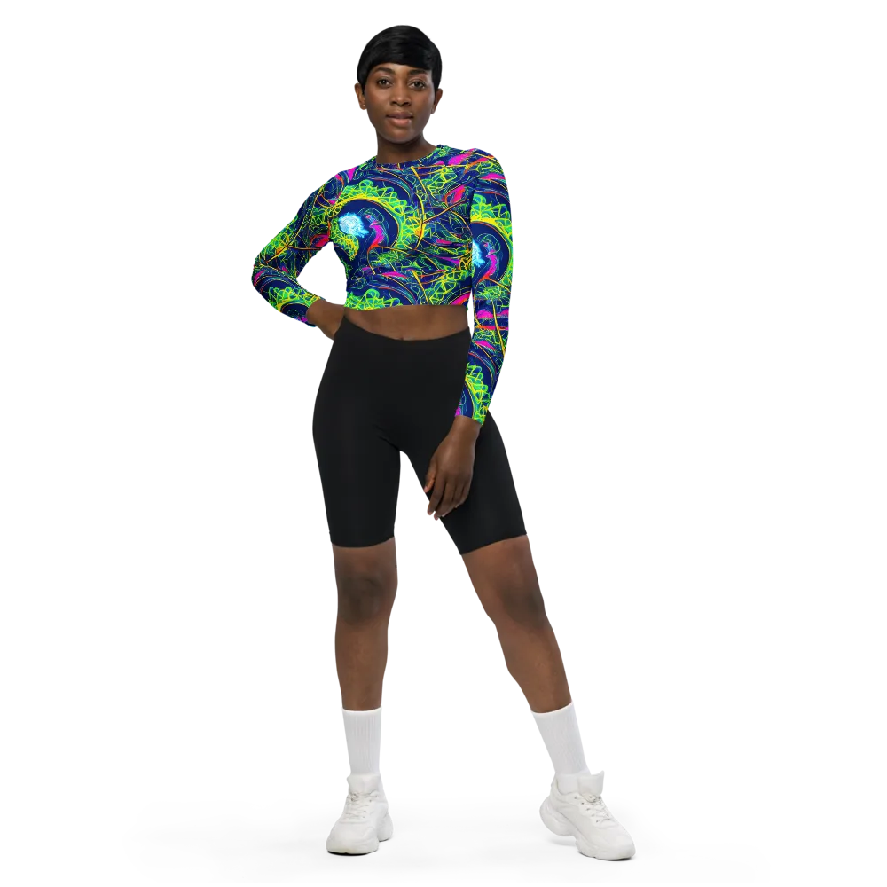 Psychedelic Thicket on Long Sleeve Crop Top — Front