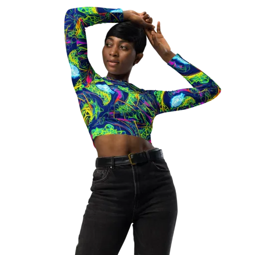 Psychedelic Thicket on a Long Sleeve Crop Top