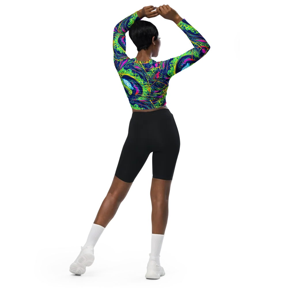 Psychedelic Thicket on Long Sleeve Crop Top — Back