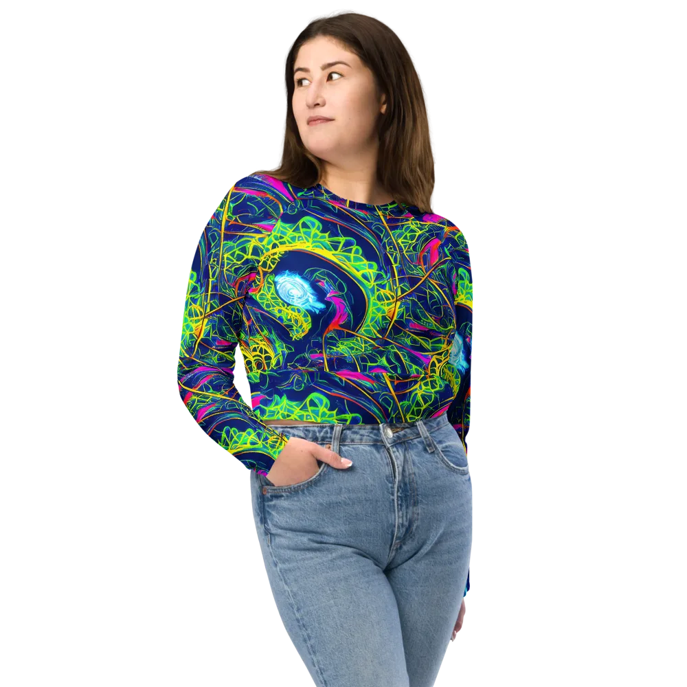 Psychedelic Thicket on Long Sleeve Crop Top — Front