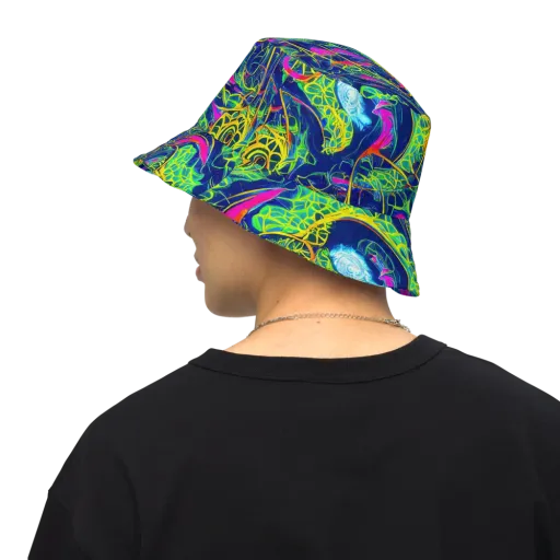 Psychedelic Thicket on a Reversible Bucket Hat