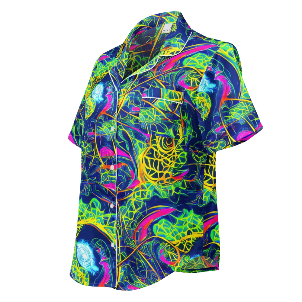 Psychedelic Thicket on Women's Short Sleeve Pajama Top — Left Front