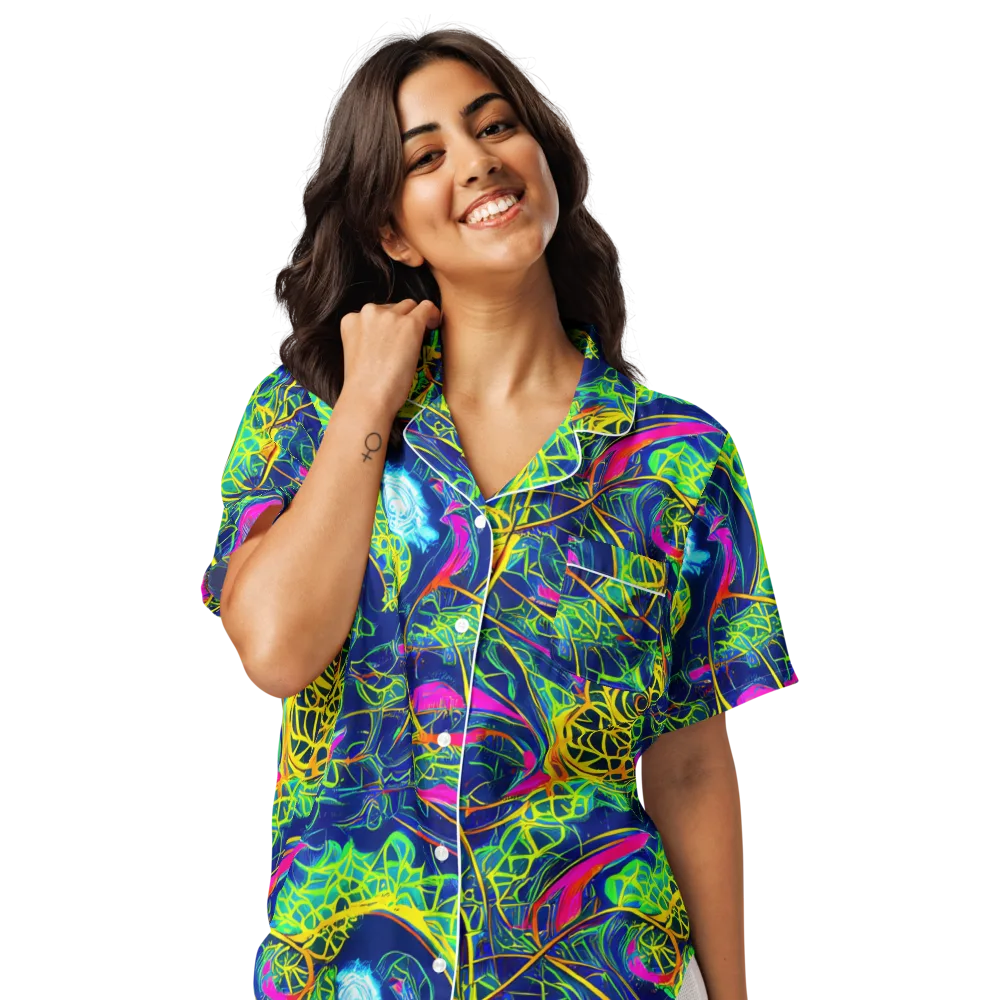 Psychedelic Thicket on Women's Short Sleeve Pajama Top — Front