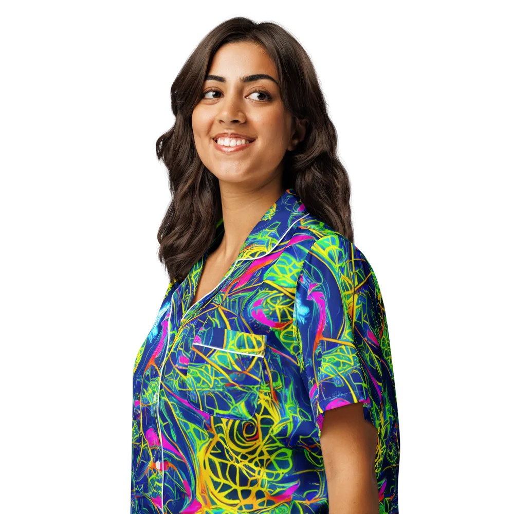 Psychedelic Thicket on Women's Short Sleeve Pajama Top — Left Front