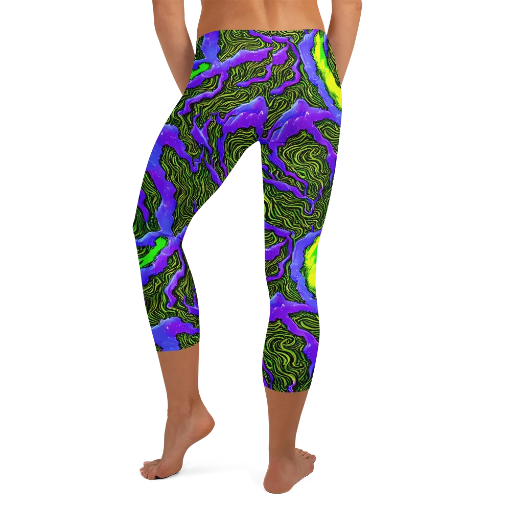 Ultraviolet Wild on Capri Leggings — Back
