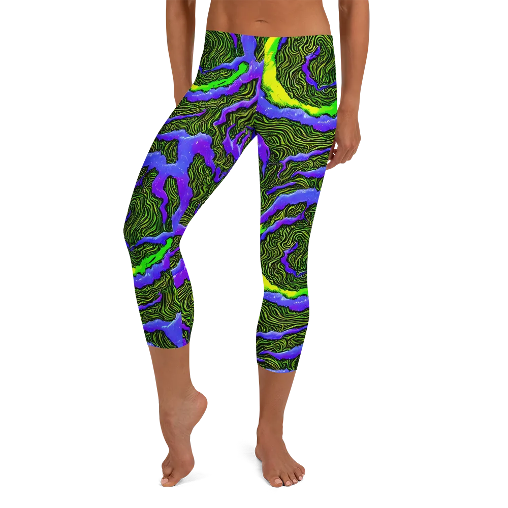 Ultraviolet Wild on Capri Leggings — Front