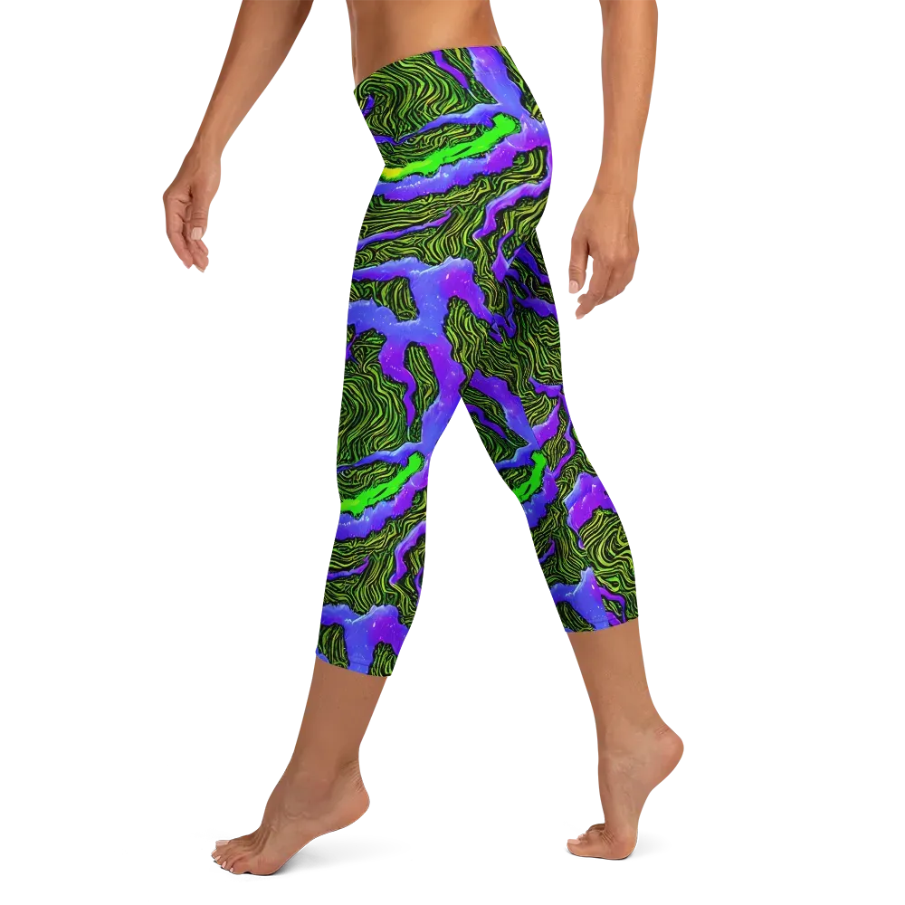 Ultraviolet Wild on Capri Leggings — Left