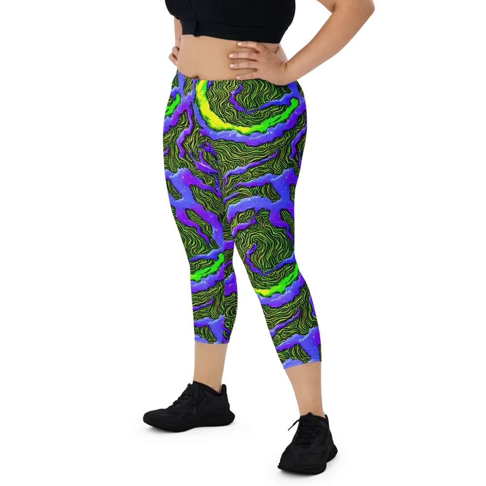 Ultraviolet Wild on Capri Leggings — Front
