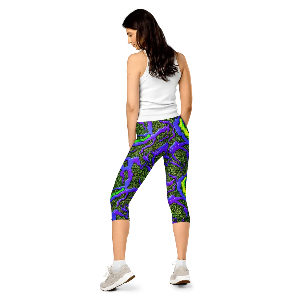 Ultraviolet Wild on Capri Leggings — Back