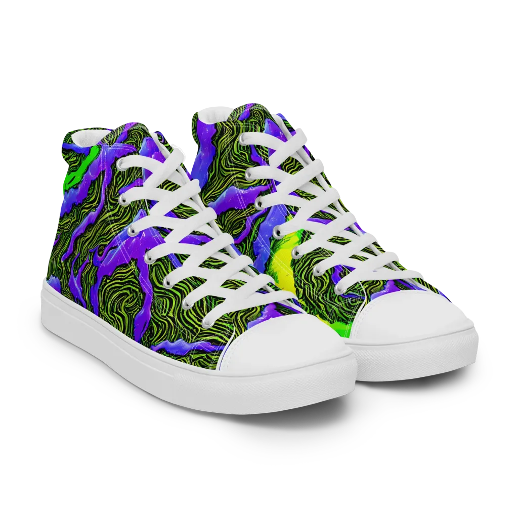Ultraviolet Wild on Men's High Top Canvas Shoes — Right Front