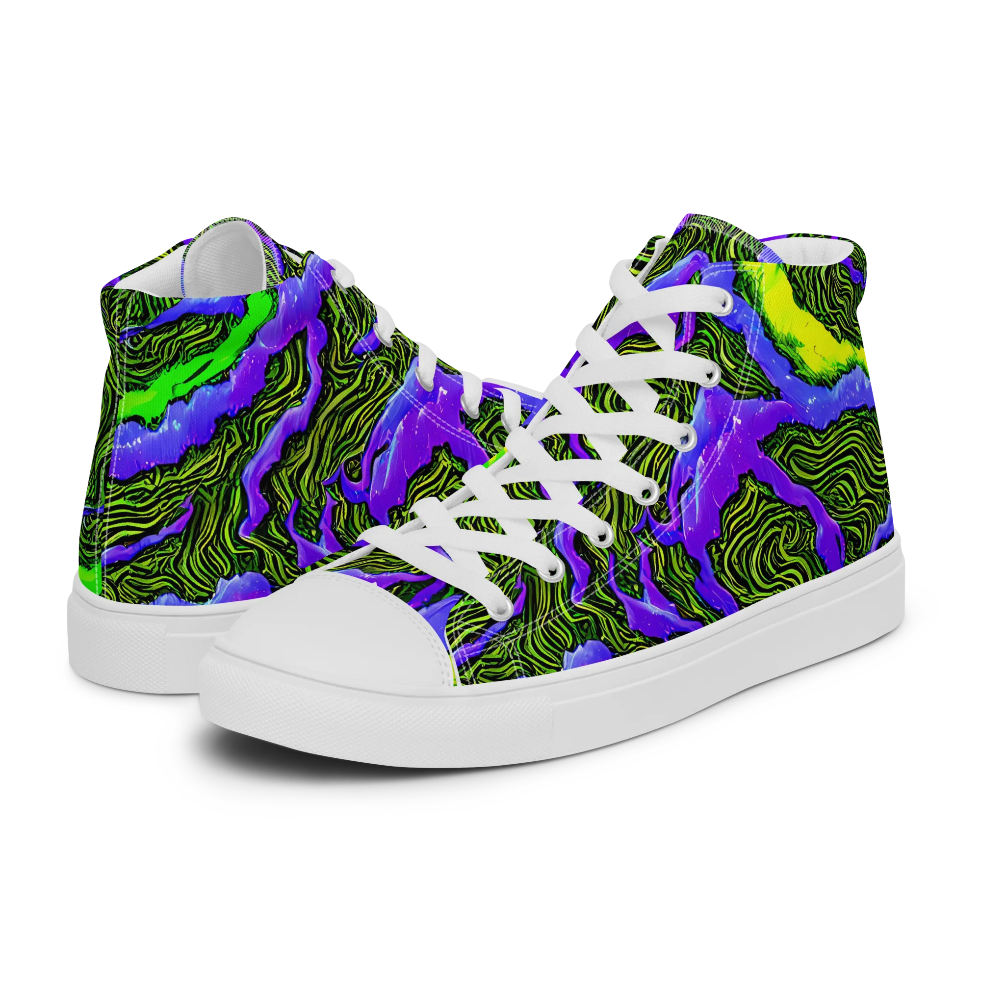 Ultraviolet Wild on Men's High Top Canvas Shoes — Left