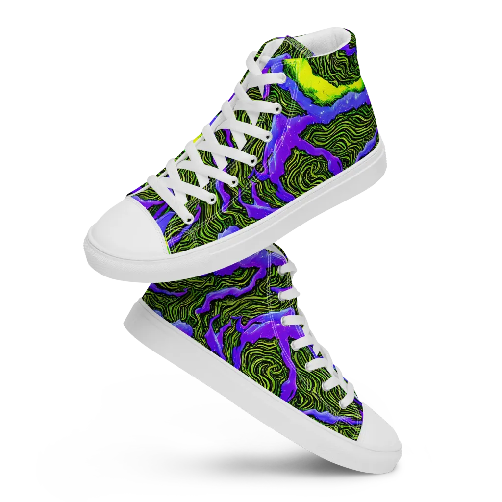 Ultraviolet Wild on Men's High Top Canvas Shoes — Front